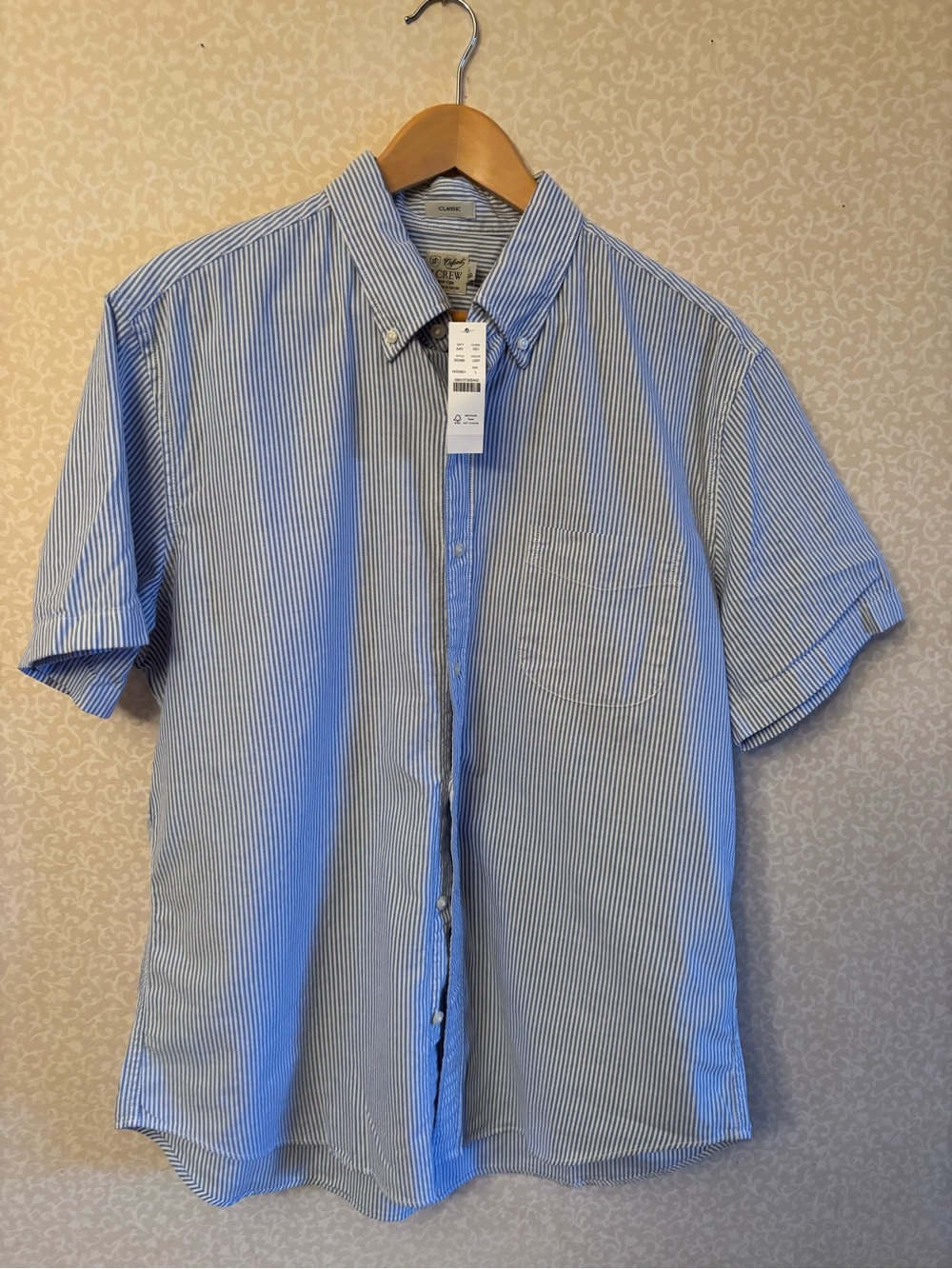Jcrew Classic Blue Stripe Short-Sleeve Button-Down Shirt NWT